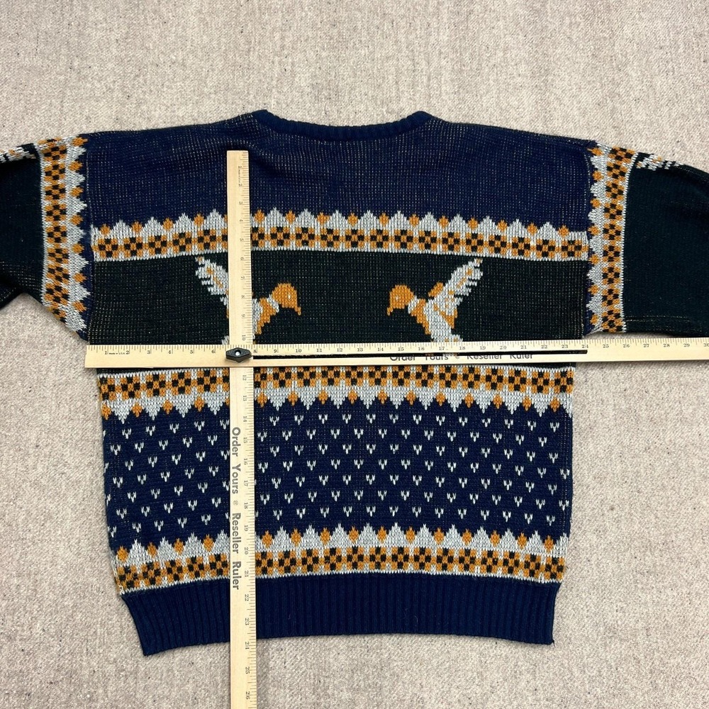 Vintage Bird Sweater Mens XL Blue 1980s Striped Geometric Outdoors USA Classic‎ - Picture 7 of 10